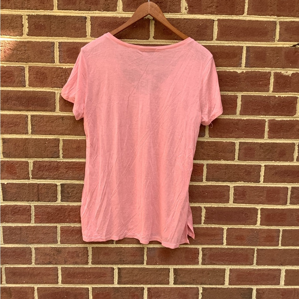 NWOT Rue 21 Pink Crisscross Top Soft Stretchy V Neck Short Sleeve Shirt L - Picture 4 of 4